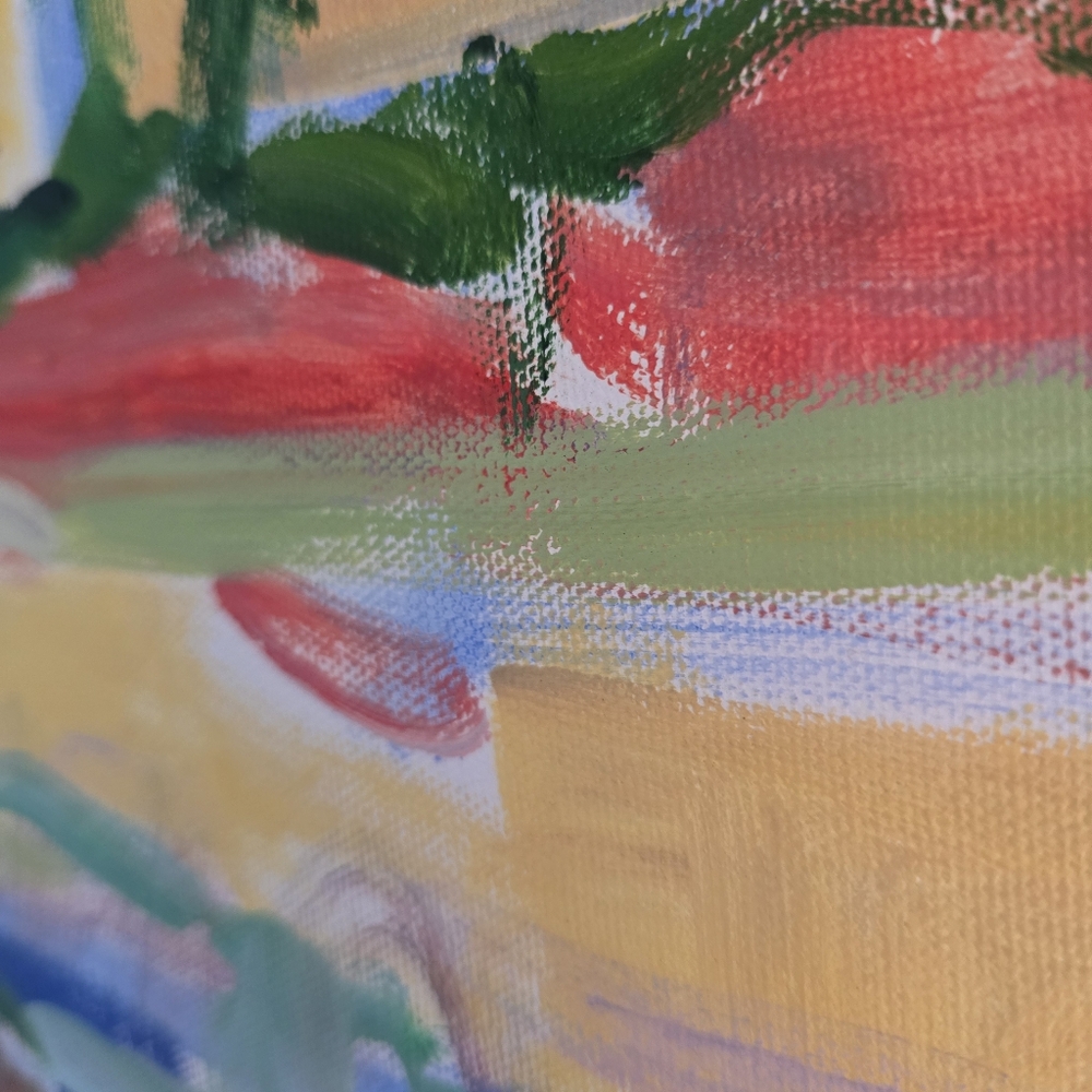 Vintage Mediterranean Village Painting Heinz Rosien Framed 30x24 Coastal MCM Art - Picture 7 of 9